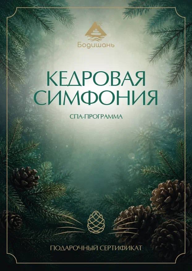 Подарочный сертификат «Кедровая симфония», лицевая сторона